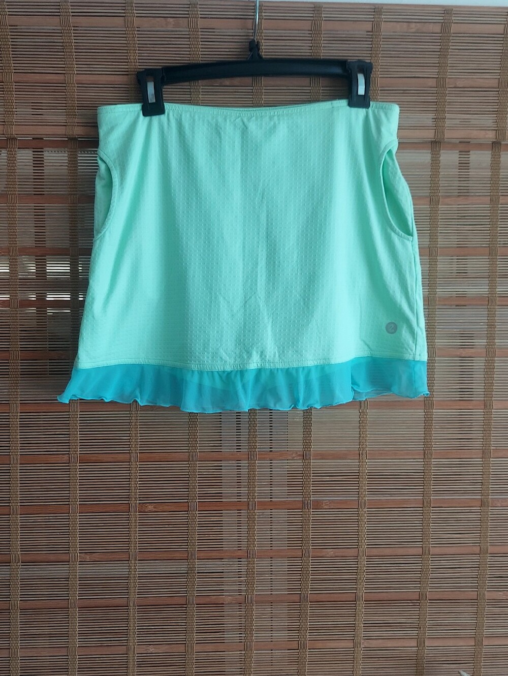 Golf Light Mint Green Mini Skirt with Aqua Ruffle Hem
